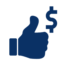 Thumbs up icon with a dollar sign